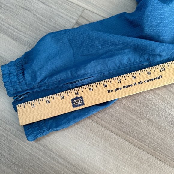 Vintage‎ Adidas Trefoil Teal M Nylon Track Joggers Windbreaker Pants Side Zip - Picture 10 of 12